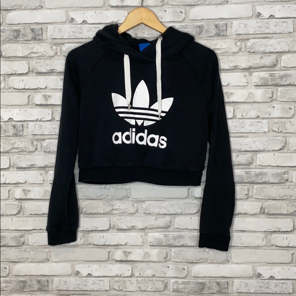 Adidas Cropped Black Hoodie